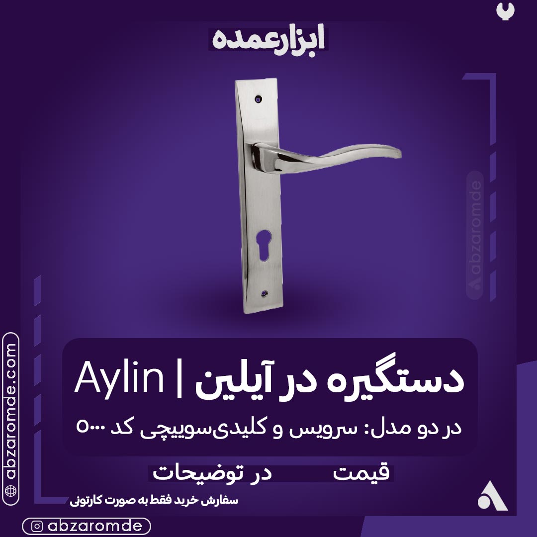 دستگیره پلاک کلیدی-سوئیچی (استیل) آیلین کد 5000